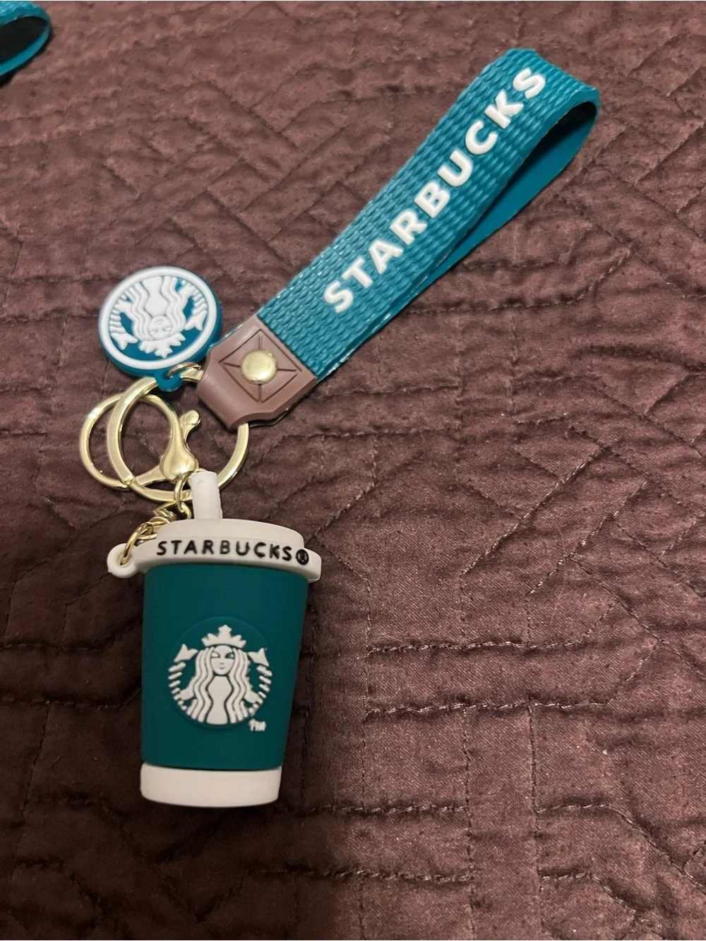 New Starbucks Cup Keychain Wrist Strap with Logo Charm